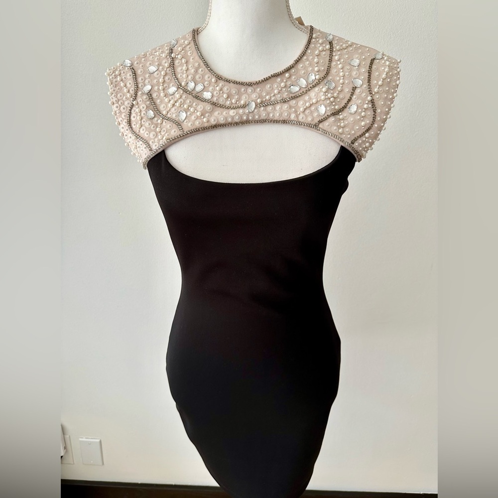 Embellished Shoulders and Neckline Black Dress, NWT